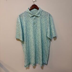 Peter Millar Seaside Polo Men’s Large Nautical Fish Print Pima Cotton